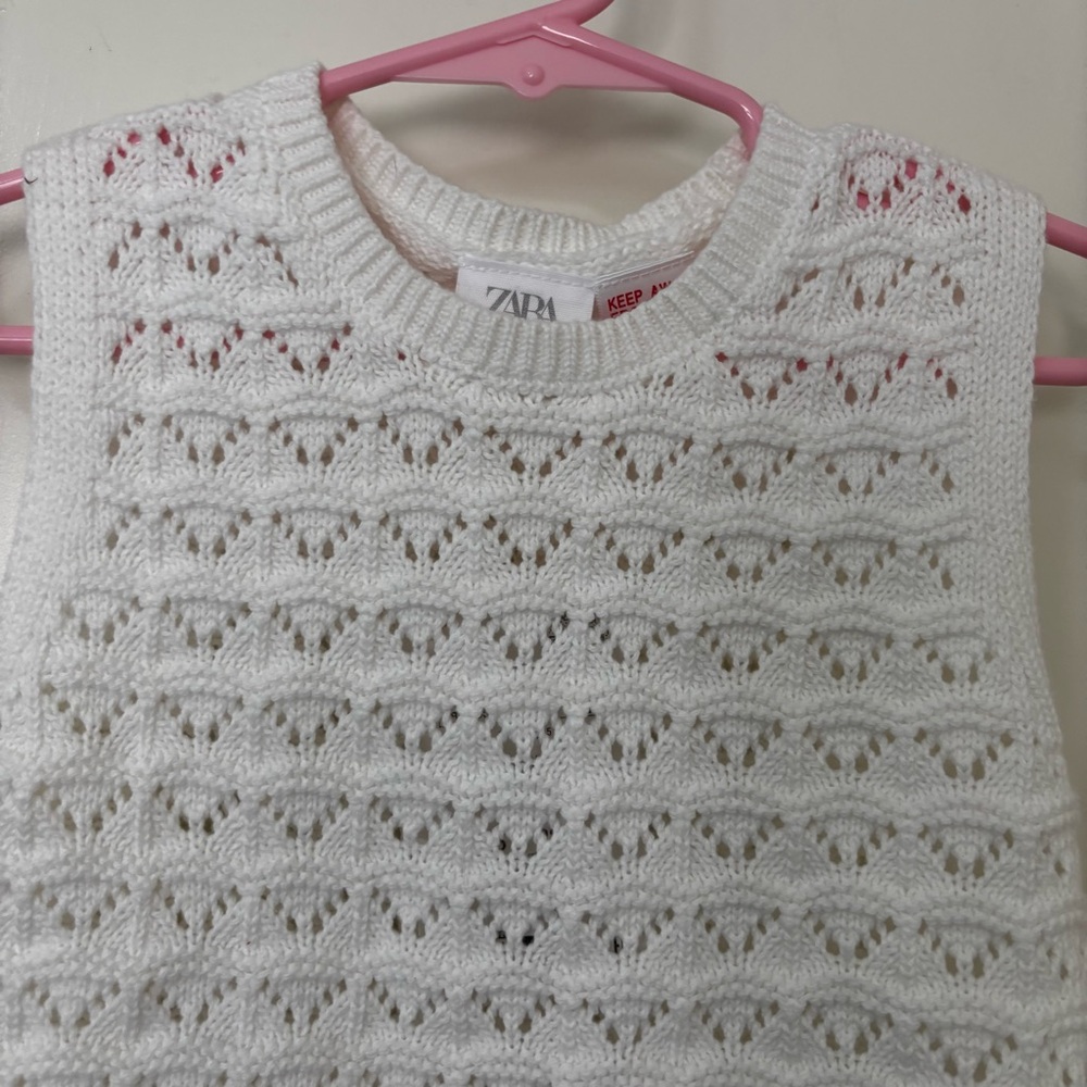 *New* Zara kids girls white Crochet Knit Tank top 4 - Picture 3 of 6